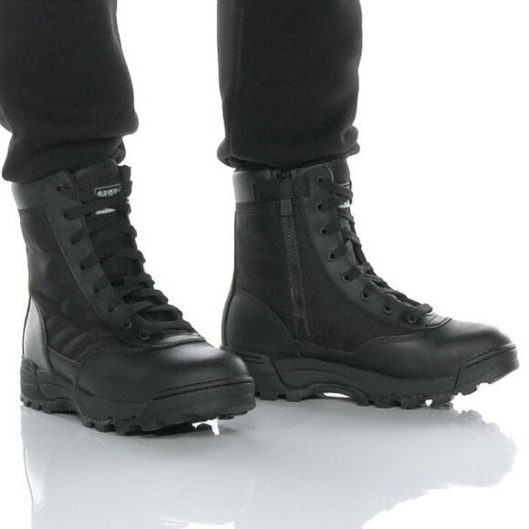 Original S.W.A.T Men 4 Black Leather Classic 9" Safety Work Boot Side Zip P23-31 - Picture 1 of 9